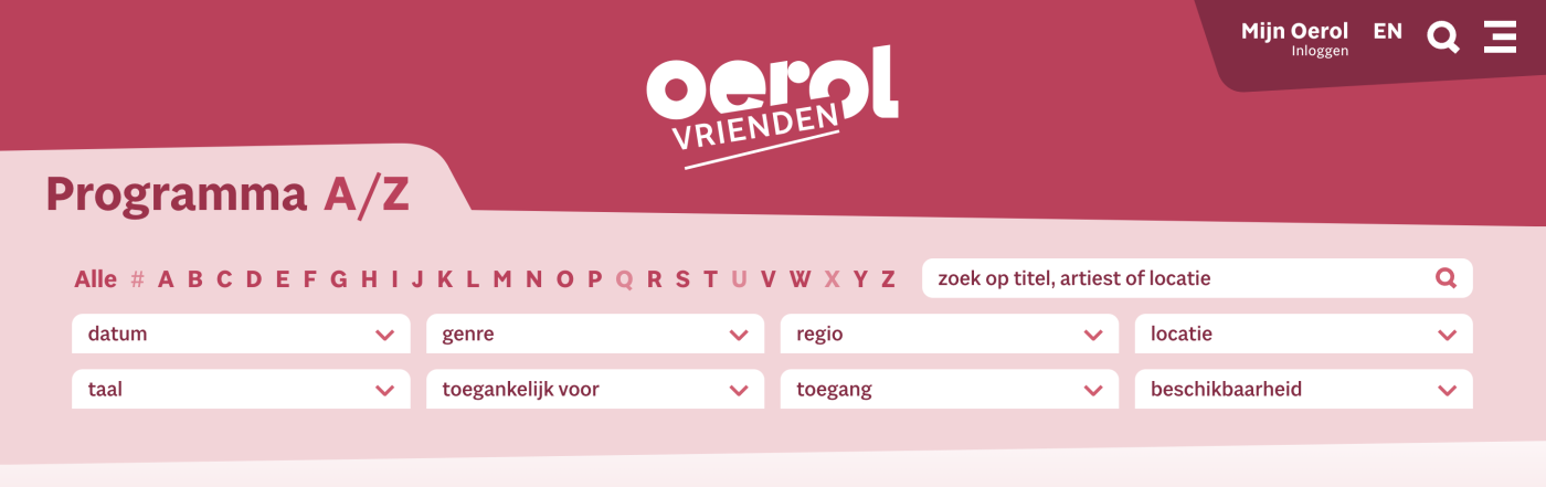 Schermafbeelding van programmapagina in Vriendenomgeving